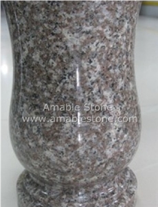 Peach Pink Granite Vase/Memorial Accessories