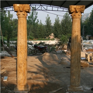 1516 Travertine Column, Yellow Travertine Column