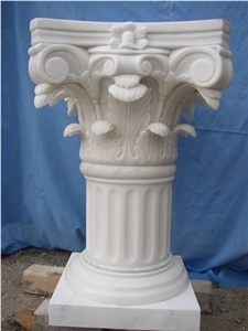 Corinthian Style Pillar, White Marble Column