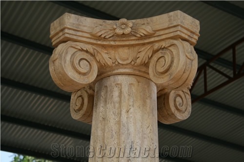 Travertine Column., Yellow Travertine Column