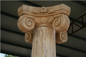 Travertine Column., Yellow Travertine Column
