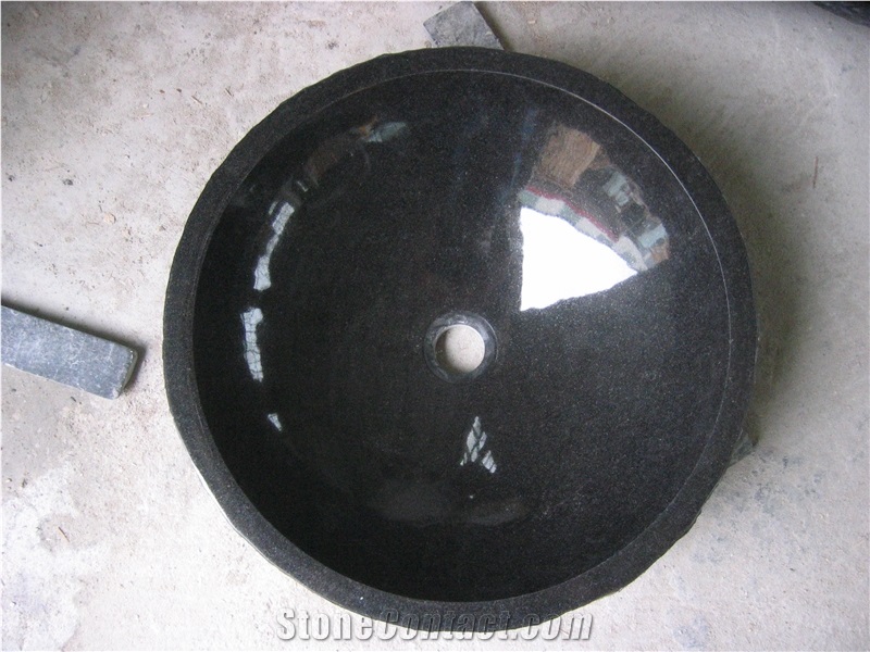 Absolute Black Wash Sink Basin, Black Marble Basin