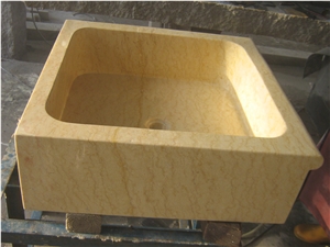 Sunny Yellow Wash Sink Basin Square, Yellow Marble Basin