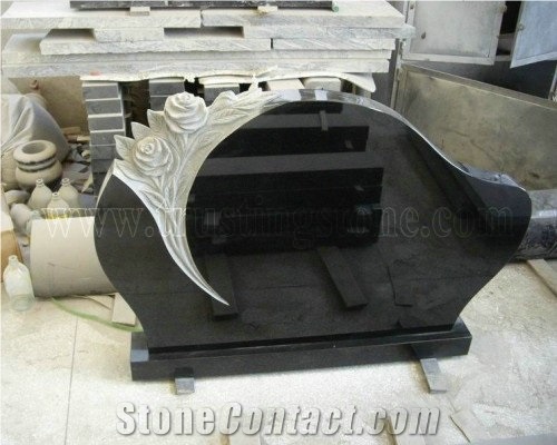 Absolute Black (Shanxi Black) Headstone, Black Granite Headstone