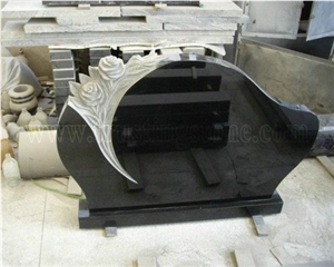 Absolute Black (Shanxi Black) Headstone, Black Granite Headstone