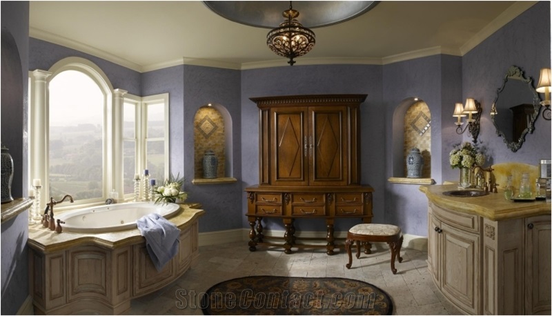Bath Design and Remodeling, Yellow Granite Bath Design