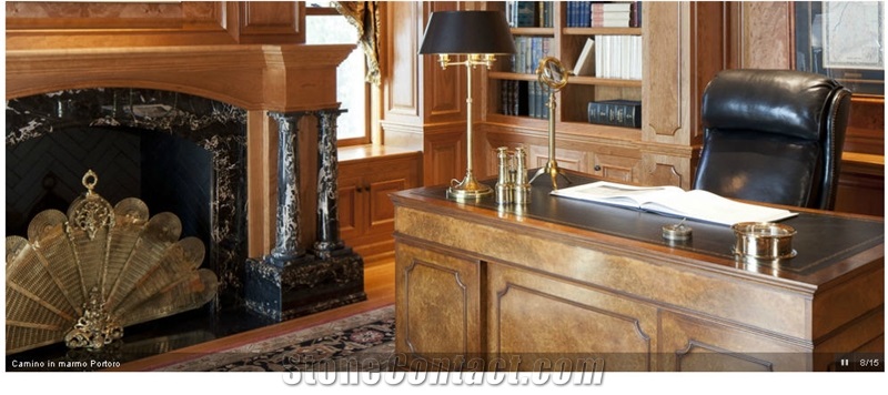 Nero Portoro Marble Fireplace, Nero Portoro Black Marble Fireplace