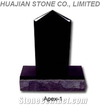 Apex Style Headstone, Black Granite Headstone