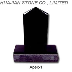 Apex Style Headstone, Black Granite Headstone