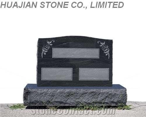 Apex Style Headstone, Black Granite Headstone