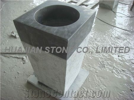 Blue Limestone Flower Pot