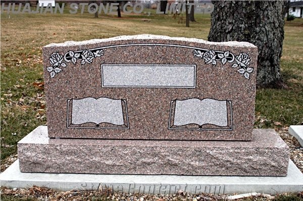 Granite Upright Headstone, Red Granite Headstone