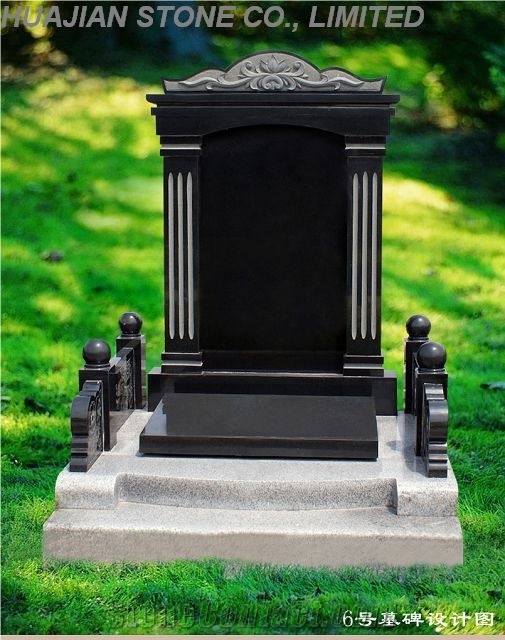 Serp Top Black Headstone, Shanxi Black Granite Headstone