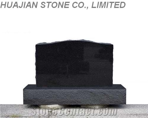 Serp Top Headstone, Black Granite Headstone