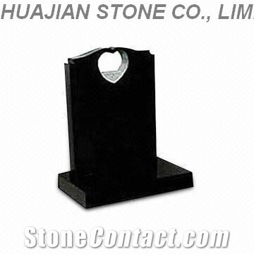 Serp Top Headstone, Black Granite Headstone