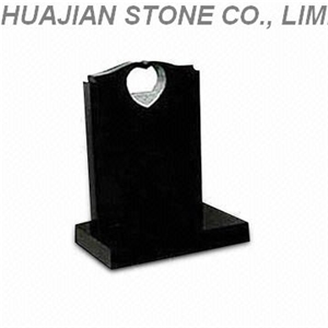 Serp Top Headstone, Black Granite Headstone