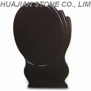 Serp Top Headstone, Black Granite Headstone