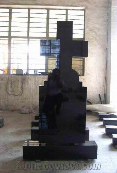 Shanxi Black Cross Headstone, Shanxi Black Granite Headstone