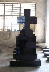 Shanxi Black Cross Headstone, Shanxi Black Granite Headstone