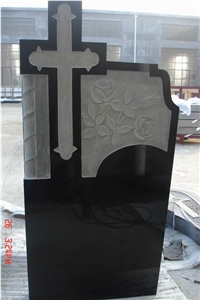 Shanxi Black Cross Headstone, Shanxi Black Granite Headstone