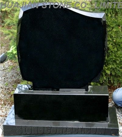 Simple Upright Headstone, Shanxi Black Granite Headstone