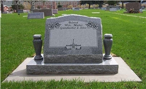 Slant Single Monument, Grey Granite Single Monument