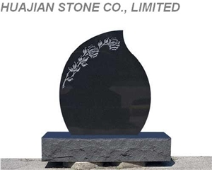 Tear Drop Style Monument, Black Granite Monument