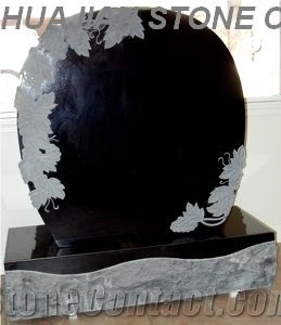 Upright Serp Top Granite Tombstone, Red Granite Tombstone
