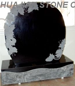 Upright Serp Top Granite Tombstone, Red Granite Tombstone
