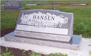 Upright Slant Markers, Grey Granite Monument, Tombstone