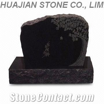 White Marble Monument with Carving Flowers