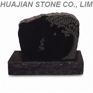 White Marble Monument with Carving Flowers
