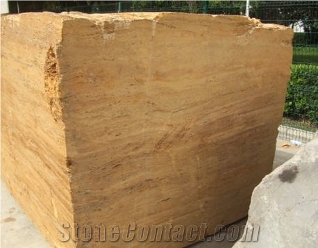 Travertino Giallo Blocks, Giallo Antico Travertine Block