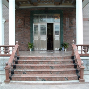 Multicolor Red Granite Stairs and Walling Multicolor Red Granite Stairs and Walling