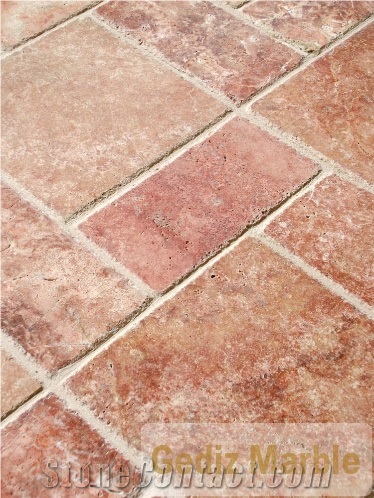 Antique Red Travertine Tumbled Pattern