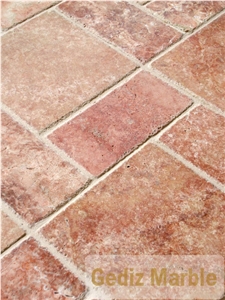Antique Red Travertine Tumbled Pattern