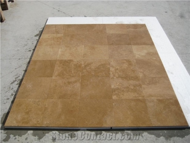 Walnut Medium D1D Travertine, Turkey Yellow Travertine