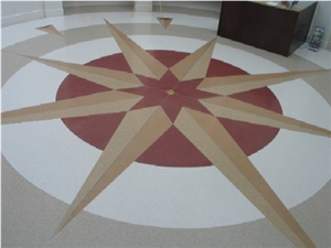 Terrazzo Quartz Stone Floor Waterjet Medallion
