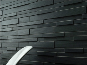 Ledge Stone Wall Panel, Kadappa Black Limestone Ledge Stone