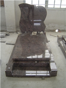 Engraved French Style Granite Cemetery Tombstone, Granite Headstone