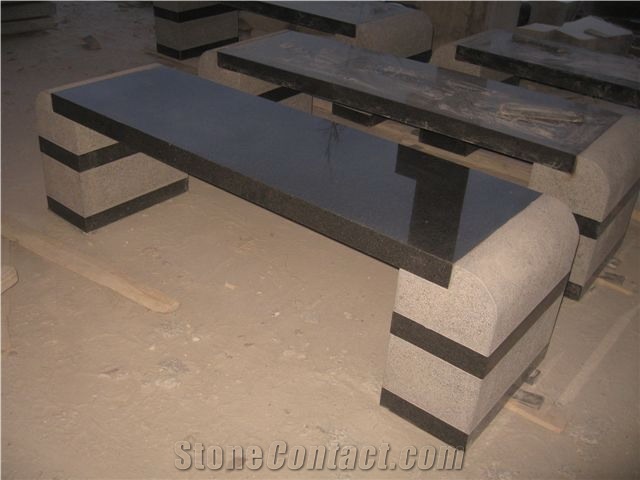 G654 Bench Chair, Granite & Stone Benches, G654 Black Granite Benches