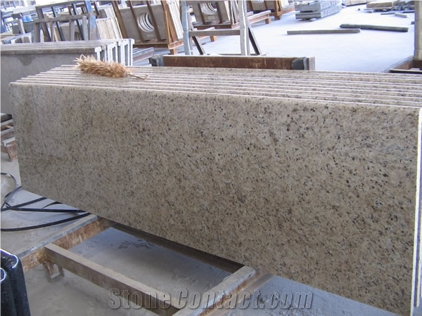 Giallo Ornamental Granite Kitchen Countertop, Yellow Granite Kitchen Countertops Custom