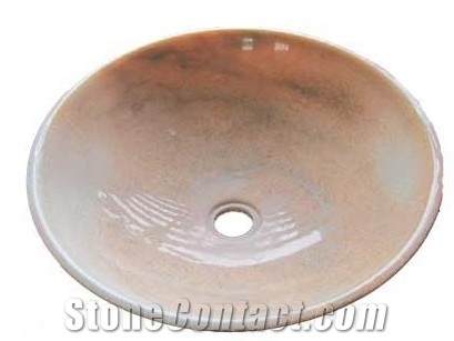 Marble Basin for Bathroom, Yellow Marble Basin