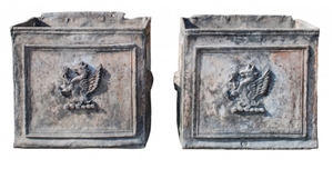 a Pair Of Mid 18th Century Lead Cisterns, Grey Limestone Flower Pot