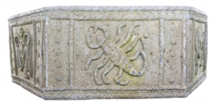 an Early 20th Century Hexagonal Lead Planter, Beige Sandstone Planter