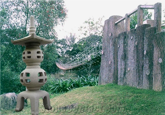Carved Stone Lanterns, Brown Granite Lanterns