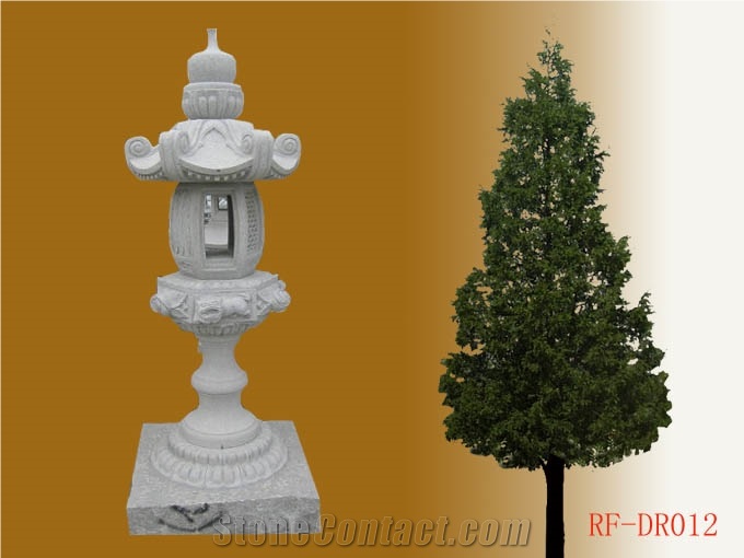 Japanese Stone Lanterns, White Granite Lanterns