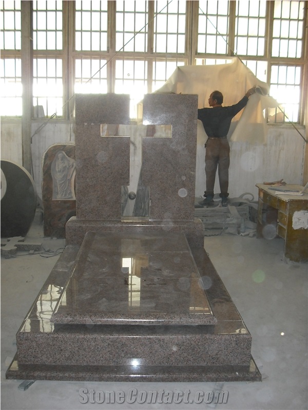 Brown Granite Tombstone