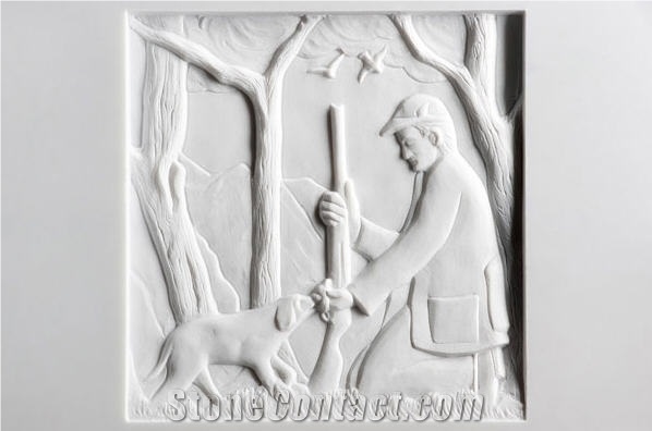 Funerary Art Relief, Bianco Carrara White Marble Relief