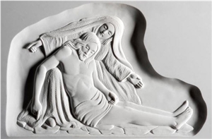 Funerary Art Relief, Bianco Carrara White Marble Relief